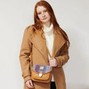 B40265 Authentic Handwoven Harris Tweed Saddle Bag Pink Blue Lifestyle  Gaelsong
