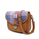 B40265 Authentic Handwoven Harris Tweed Saddle Bag Pink Blue Gaelsong
