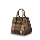 B40266 MEDIUM CHESTNUT Colour Handcrafted Harris Tweed Callie Tote Bag Side View Folded Gaelsong
