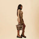 B40266 MEDIUM CHESTNUT Colour Handcrafted Harris Tweed Callie Tote Bag Lifestyle Gaelsong