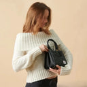 B40266 Handcrafted Harris Tweed Callie Tote Bag Mini Grey Herringbone Gaelsong
