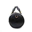 B40267 Black-and-White Colour Handwoven Harris Tweed Duffle Bag Side View Gaelsong