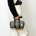 B40267 BLACK and WHITE Colour Handwoven Harris Tweed Duffle Bag Gaelsong