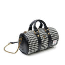 B40267  Black-and-White ERRINGBONE Colour Handwoven Harris Tweed Duffle Bag Inside View Gaelsong