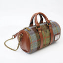 
B40267 CHESNUT HERRINGBONE Colour Handwoven Harris Tweed Duffle Bag Side View Gaelsong