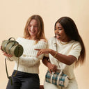 B40267 CHESTNUT HERRINGBONE and ISLANDER Handwoven Harris Tweed Duffle Bag Lifestyle Gaelsong