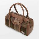 B40270 CHESTNUT TARTAN Colour Handmade Genuine Harris Tweed Duffle Bag- Medium Side View Gaelsong

