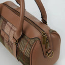 B40270 CHESTNUT TARTAN Colour Handmade Genuine Harris Tweed Duffle Bag- Medium Closeup View Gaelsong
