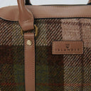 B40270 CHESTNUT TARTAN Colour Handmade Genuine Harris Tweed Duffle Bag- Medium Closeup View Gaelsong
