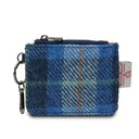 B40271 BLUE TARTAN Colour Handwoven Harris Tweed Zip Card Wallet Gaelsong
