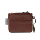 B40271 CHESTNUT AND BLUE TARTAN Colour Handwoven Harris Tweed Zip Card Wallet Back Side View Gaelsong
