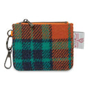 B40271 ORANGE BLUE TARTAN Colour Handwoven Harris Tweed Zip Card Wallet Gaelsong
