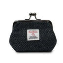 B40272 BLACK HERRINGBONE Colour Handwoven Harris Tweed Zip Card Wallet Gaelsong
