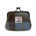 B40272 CHESTNUT BLUE TARTAN Colour Handwoven Harris Tweed Zip Card Wallet Gaelsong
