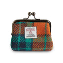 B40272 ORANGE AND BLUE TARTAN Colour Handwoven Harris Tweed Zip Card Wallet Gaelsong
