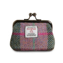 B40272 PINK-GREEN TARTAN Colour Handwoven Harris Tweed Zip Card Wallet Gaelsong
