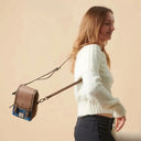 B40273 BLUE TARTAN Colour Handmade Ladies Harris Tweed Crossbody Bag- Mini Lifestyle Gaelsong
