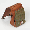 B40273 CHESTNUT HERRINGBONE Colour Handmade Ladies Harris Tweed Crossbody Bag- Mini Pockets View Gaelsong
