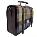 B40275 Handcrafted Mini Harris Tweed Messenger Bag Blue Brown Side View Gaelsong
