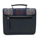 B40275 Handcrafted Mini Harris Tweed Messenger Bag Blue Check Back View Gaelsong
