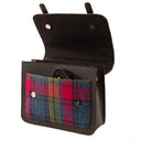 B40275 Handcrafted Mini Harris Tweed Messenger Bag Blue Pink Opened View Gaelsong
