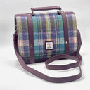 B40275 Handcrafted Mini Harris Tweed Messenger Bag Green Purple Gaelsong
