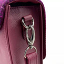 B40275 Handcrafted Mini Harris Tweed Messenger Bag Purple Detachable Strap Close Up View  Gaelsong
