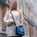 B40275 Handcrafted Mini Harris Tweed Messenger Bag Sky Blue Lifestyle Gaelsong
