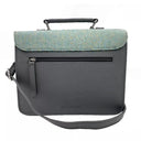 B40275 Handcrafted Mini Harris Tweed Messenger Bag Turquoise Herringbone Back View Gaelsong
