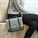 B40275 Handcrafted Mini Harris Tweed Messenger Bag Turquoise Herringbone Lifestyle Gaelsong
