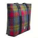 B40276 Handmade Harris Tweed Large Shopper Bag Blue Pink Side View Gaelsong
