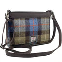 B40278 Ladies Large Harris Tweed Square Shoulder Bag Blue Brown  Gaelsong
