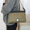 B40278 Ladies Large Harris Tweed Square Shoulder Bag Country Green Lifestyle Gaelsong

