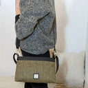B40278 Ladies Large Harris Tweed Square Shoulder Bag Country Green Lifestyle Gaelsong
