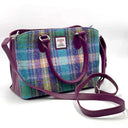 B40279 Ladies Scottish Harris Tweed Handbag Green Purple With Detachable Strap Gaelsong
