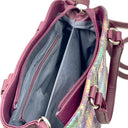 B40279 Ladies Scottish Harris Tweed Handbag Green Purple Inside View Gaelsong
