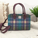 B40279 Ladies Scottish Harris Tweed Handbag Green Purple Gaelsong
