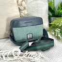 B40280 Genuine Harris Tweed Camera Bag Turquoise Herringbone Gaelsong
