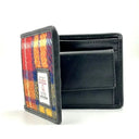 B40281 Men's Handwoven Harris Tweed Bifold Coin Wallet Saffron Opened Gaelsong
