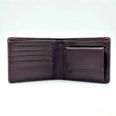 B40281 Men's Handwoven Harris Tweed Bifold Coin Wallet Blue Brown Inside View Gaelsong
