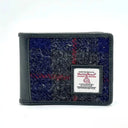 B40281 Men's Handwoven Harris Tweed Bifold Coin Wallet Blue Check Gaelsong
