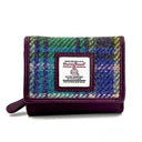 B40282 Handcrafted Harris Tweed Trifold Wallet Green Purple Gaelsong
