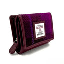 B40282 Handcrafted Harris Tweed Trifold Wallet Purple Side View Gaelsong
