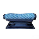 B40282 Handcrafted Harris Tweed Trifold Wallet Sky Blue Inside View Gaelsong
