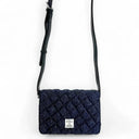 B40283 Handwoven Ladies Harris Tweed Quilt Shoulder Bag Blue With Detachable Strap Gaelsong
