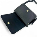 B40283 Handwoven Ladies Harris Tweed Quilt Shoulder Bag Charcoal Opened View Gaelsong
