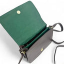 B40283 Handwoven Ladies Harris Tweed Quilt Shoulder Bag Country Green Inside View Gaelsong
