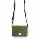 B40283 Handwoven Ladies Harris Tweed Quilt Shoulder Bag Country Green With Detachable Strap Gaelsong