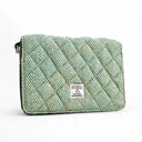B40283 Handwoven Ladies Harris Tweed Quilt Shoulder Bag Turquoise Herringbone Gaelsong
