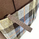B40284 Large Handcrafted Harris Tweed Travel Bag Blue Brown Zip Close Up Gaelsong
